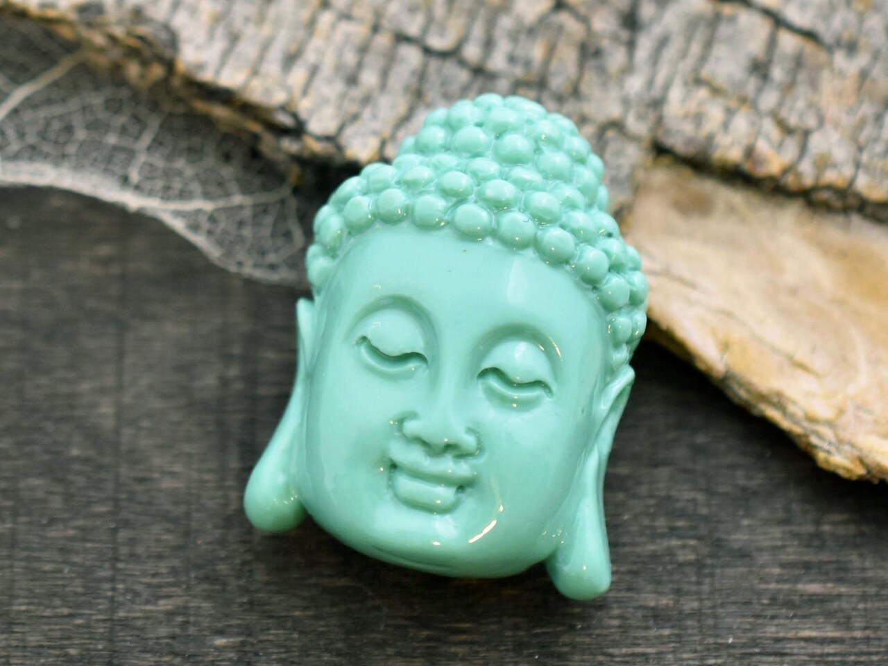 *2* 28x20mm Turquoise Synthetic Coral Buddha Head Beads